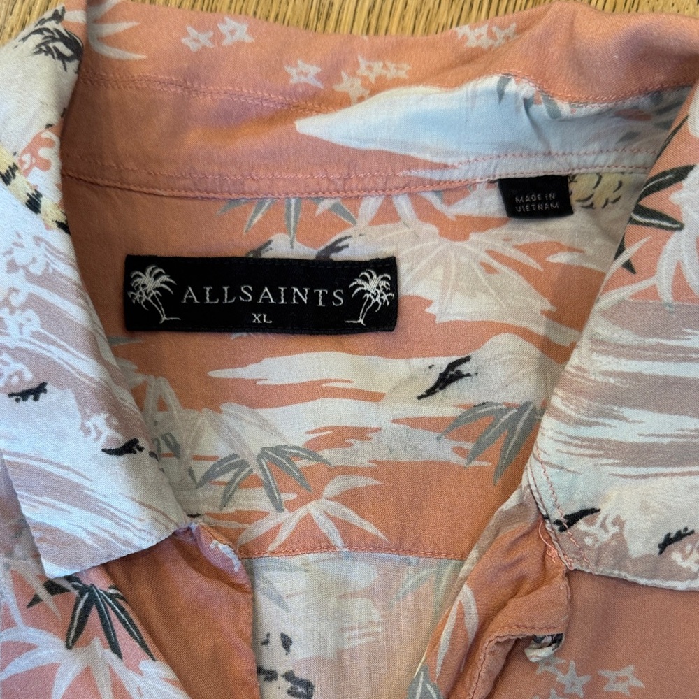 All Saints Pink Tiger Motif Camp Shirt - Picture 2 of 6